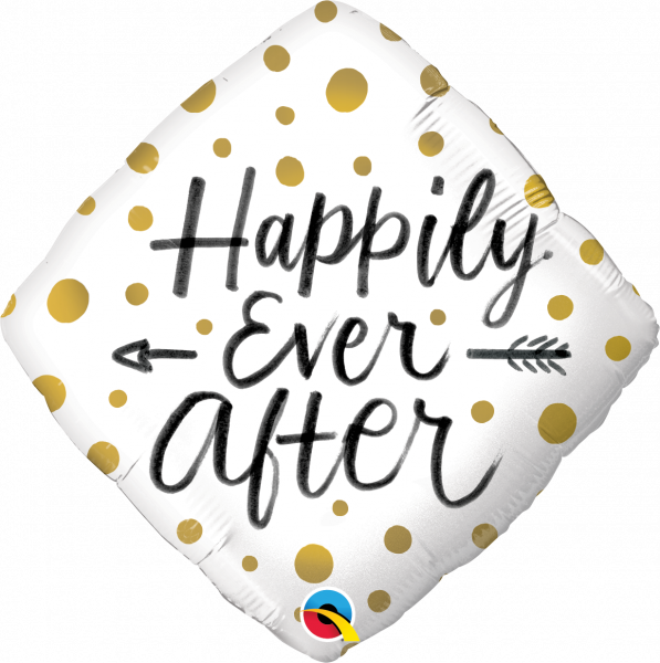 Folienballon Happily ever after gold dots