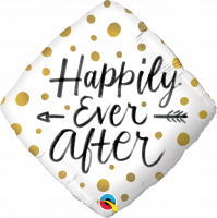 Folienballon Happily ever after gold dots