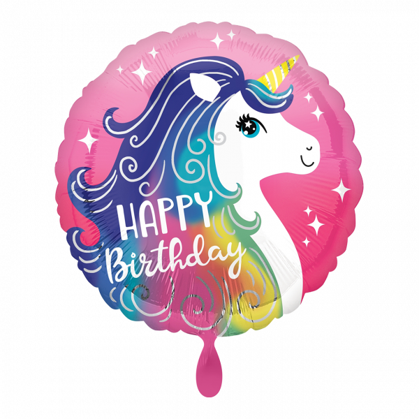 Folienballon Pink Unicorn Happy Birthday