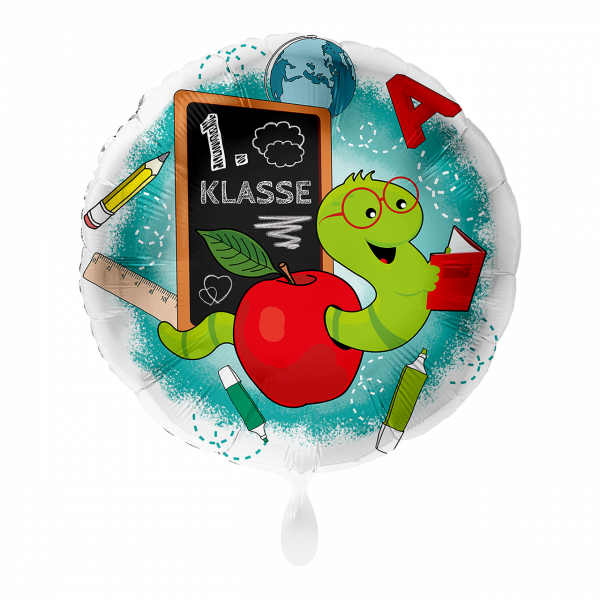 Folienballon Einschulung - 1. Klasse Schulwurm