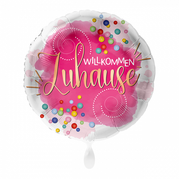 Folienballon Willkommen Zuhause Konfetti