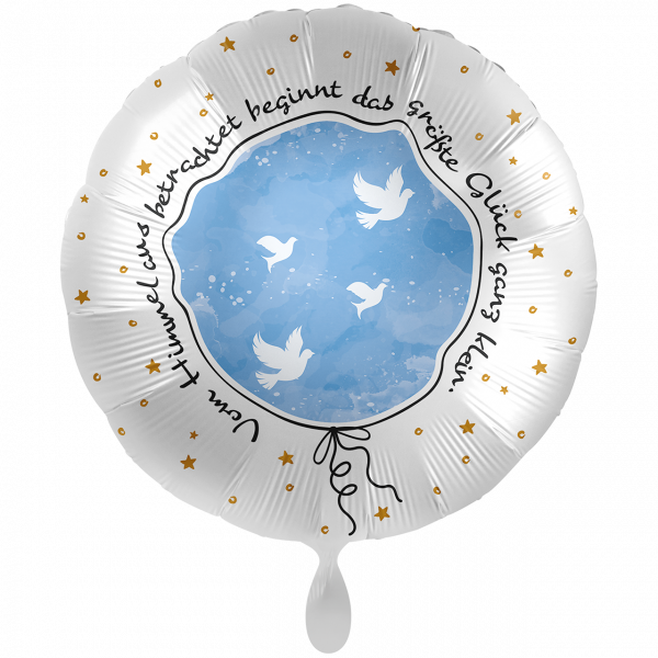 Folienballon Taufe - Kleines großes Glück Hellblau groß