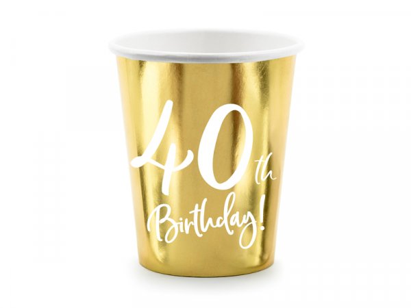 Pappbecher Zahl 40 gold glänzend
