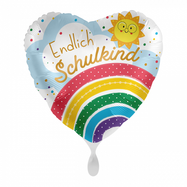 Folienballon Einschulung - Endlich Schulkind Regenbogen