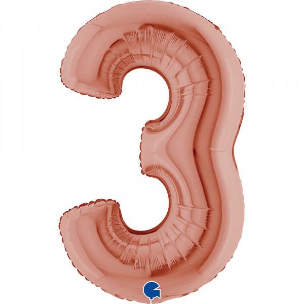Folienballon Zahl 3 rose gold