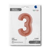 Folienballon Zahl 3 rose gold