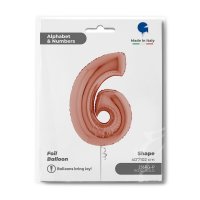 Folienballon Zahl 6 rose gold