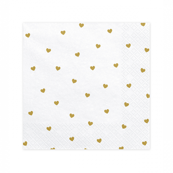 Servietten creme mit goldenen Herzen