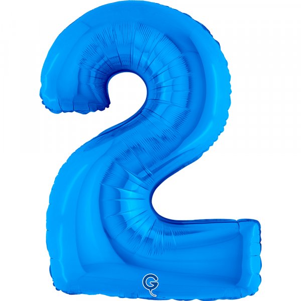 Folienballon Zahl 2 blau