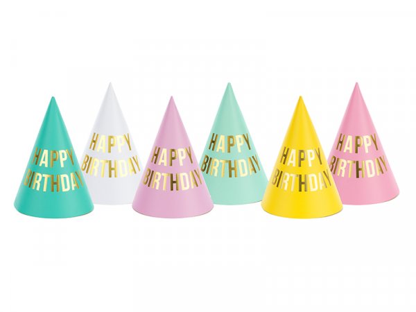 Partyhüte Glossy Birthday - HBD