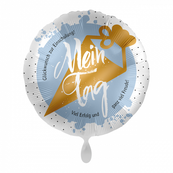 Folienballon Einschulung - Mein Tag Schultüte hellblau