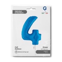 Folienballon Zahl 4 blau