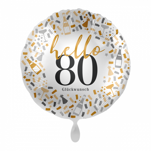Folienballon Zahl 80 hello Glückwunsch