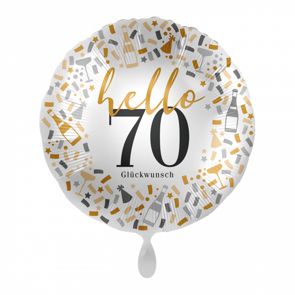 Folienballon Zahl 70 hello Glückwunsch