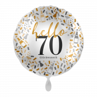 Folienballon Zahl 70 hello Glückwunsch