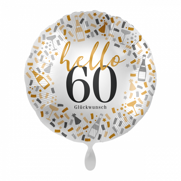 Folienballon Zahl 60 hello Glückwunsch