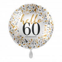 Folienballon Zahl 60 hello Glückwunsch