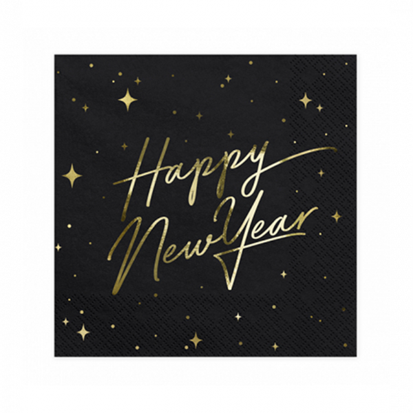 Servietten Happy New Year - schwarz
