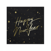Servietten Happy New Year - schwarz