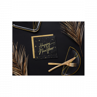 Servietten Happy New Year - schwarz