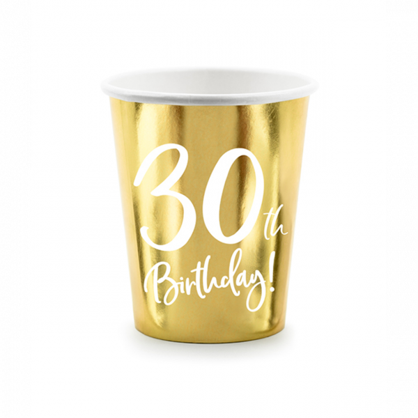 Pappbecher Zahl 30 gold glänzend