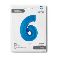 Folienballon Zahl 6 blau