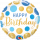 Folienballon HBD Birthday Blue & Gold Dots