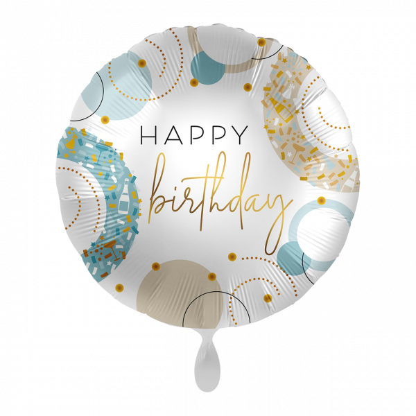 Folienballon Golden Blue Birthday