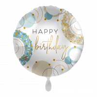 Folienballon Golden Blue Birthday