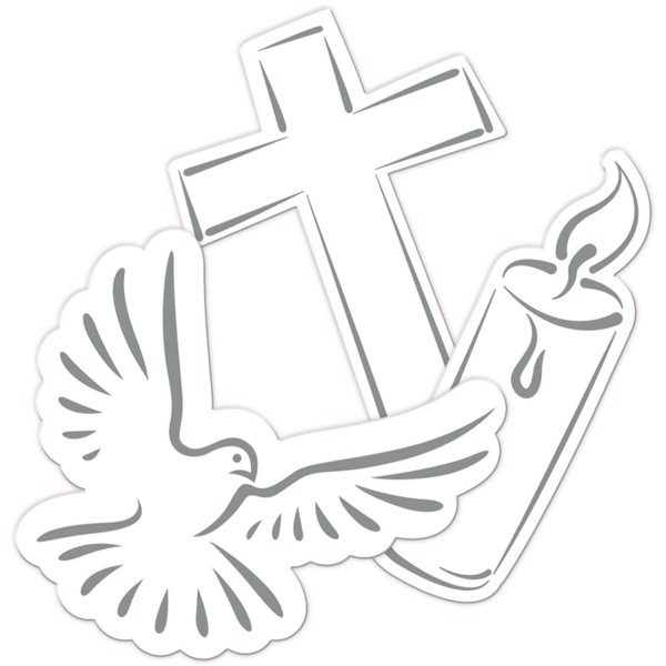 Papierkonfetti Taufe - Taube, Kerze, Kreuz XXL