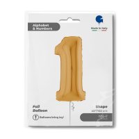 Folienballon Zahl 1 gold