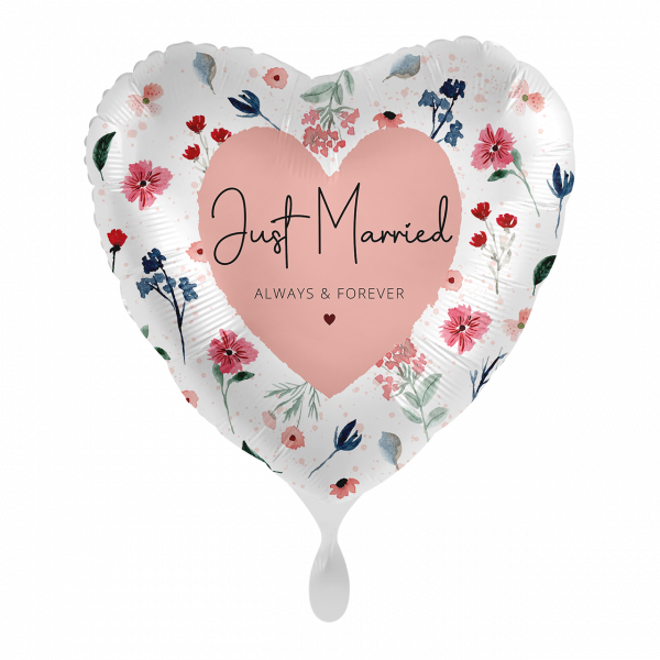 Folienballon Just Married Flowers