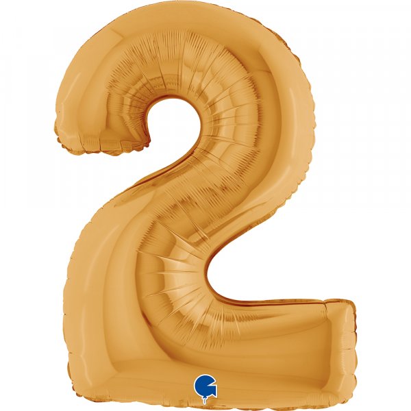 Folienballon Zahl 2 gold