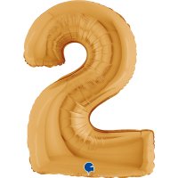 Folienballon Zahl 2 gold