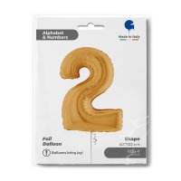 Folienballon Zahl 2 gold