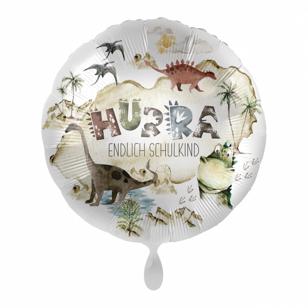 Folienballon Einschulung - Hallo Schulkind Dinosaurier