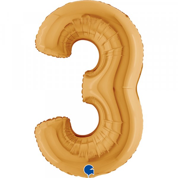 Folienballon Zahl 3 gold