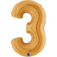 Folienballon Zahl 3 gold