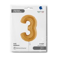 Folienballon Zahl 3 gold