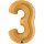 Folienballon Zahl 3 gold