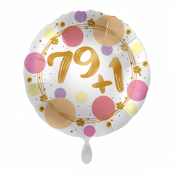 Folienballon Zahl 79+1 Shiny Dots