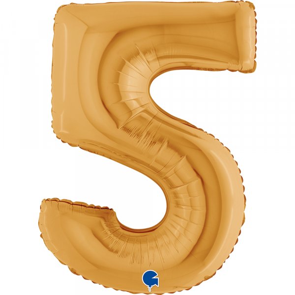 Folienballon Zahl 5 gold