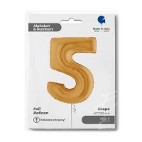 Folienballon Zahl 5 gold