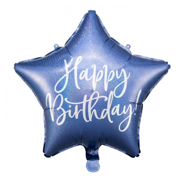 Folienballon Stern Happy Birthday Navy Blue