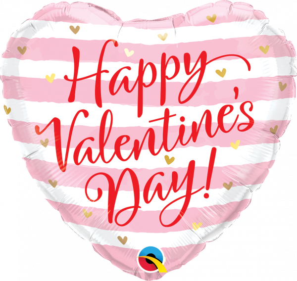 Folienballon Valentins Pink Stripes