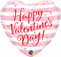 Folienballon Valentins Pink Stripes
