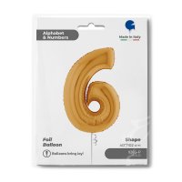 Folienballon Zahl 6 gold