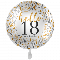 Folienballon Zahl 18 Happy Birthday Konfetti groß