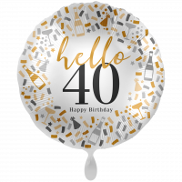 Folienballon Zahl 40 Happy Birthday Konfetti groß