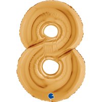 Folienballon Zahl 8 gold